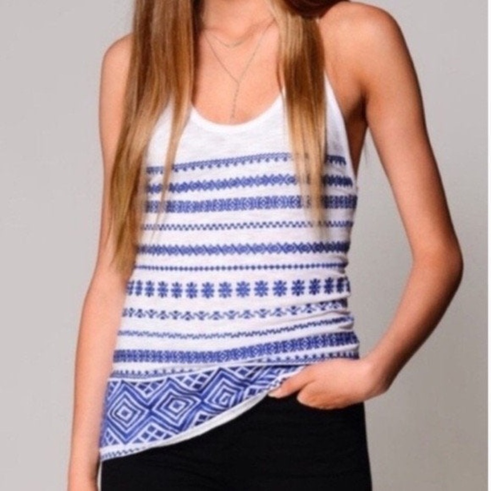 Sam Edelman White & Blue Tank Top